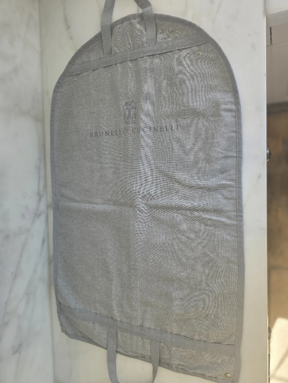 Brunello Cucinelli Gray Garment Bag – Large Travel Dust Bag w/ Handles & Zipper